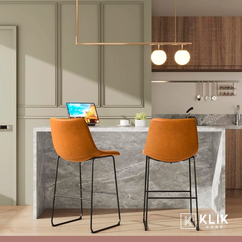 TABURETE KLIK MUEBLES BURGOS ACERO CAFE BAR CUERO Y METAL INDUSTRIAL - 8