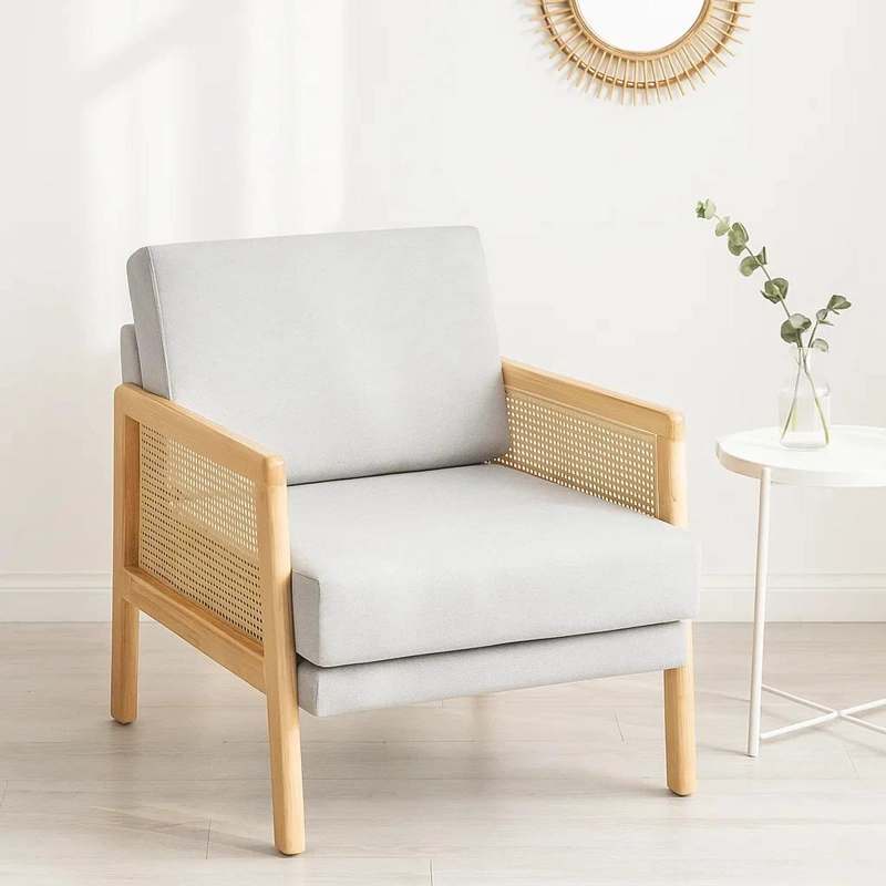 SILLÓN KLIK MUEBLES HARMONY MADERA LINO GRIS RATTAN - 2