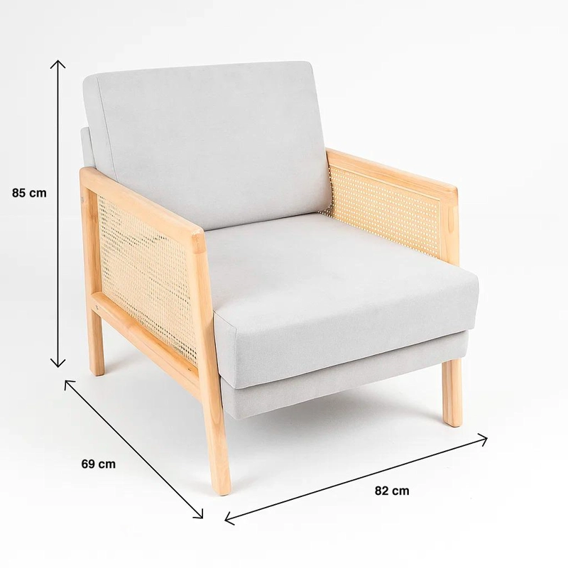 SILLÓN KLIK MUEBLES HARMONY MADERA LINO GRIS RATTAN - 4