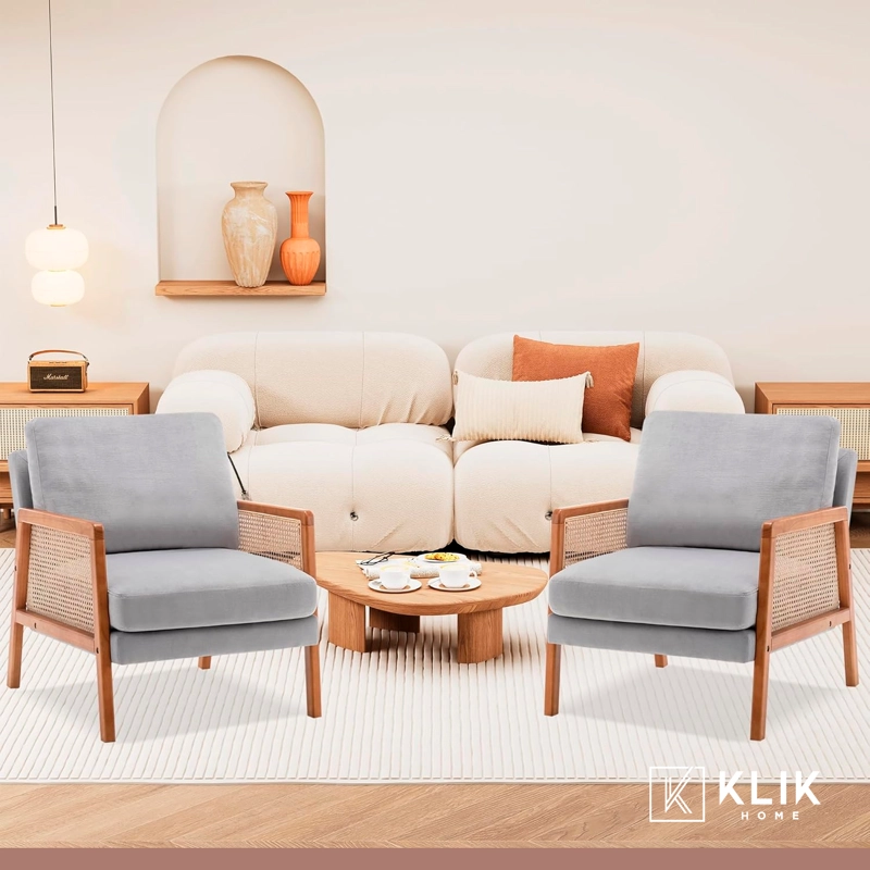 SILLÓN KLIK MUEBLES HARMONY MADERA LINO GRIS RATTAN - 8