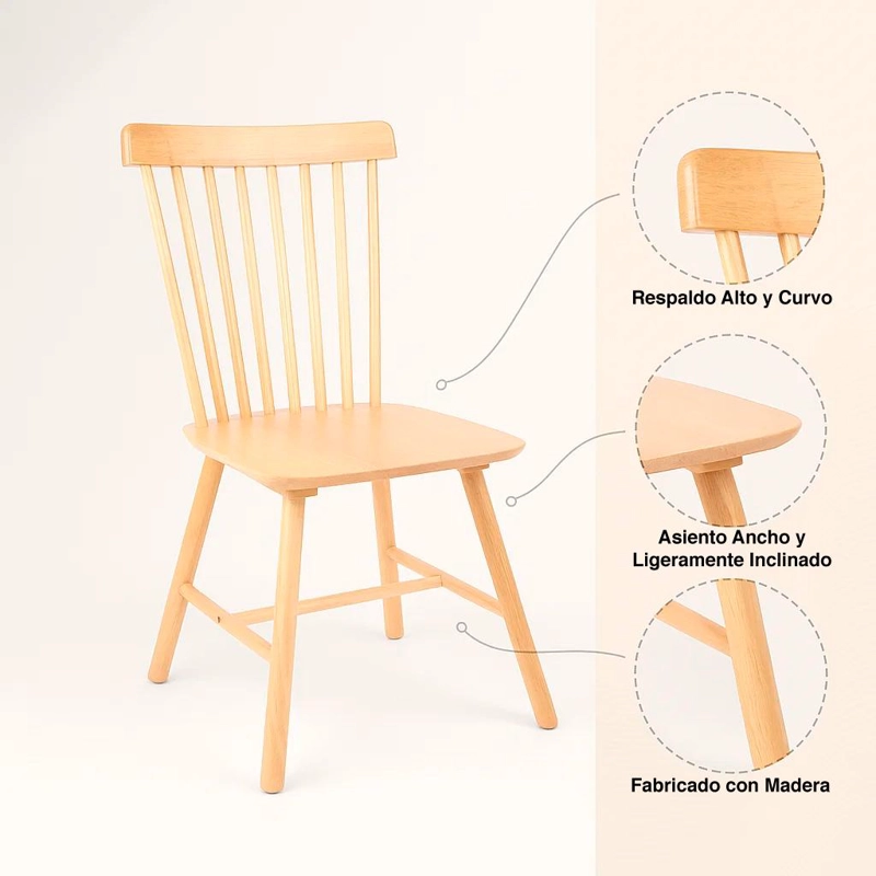 SILLA WINDSOR MADERA - NATURAL - 5