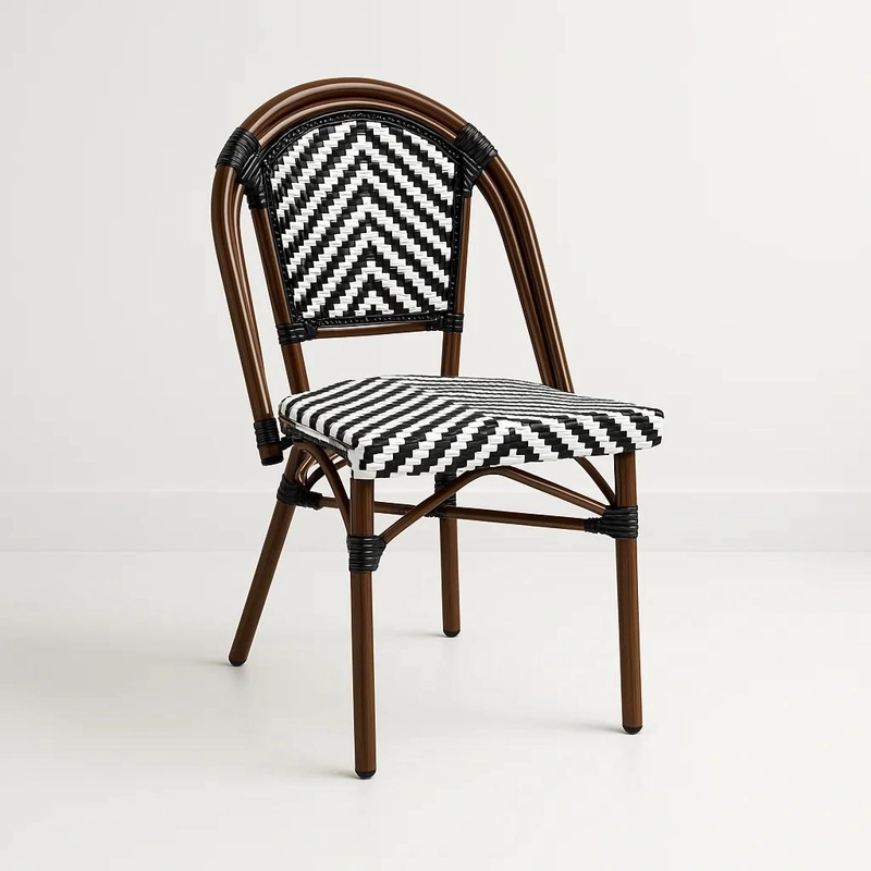 SILLA KLIK MUEBLES BISTRO PARISINA MULTICOLOR RATTAN BLANCA CON NEGRO - 1