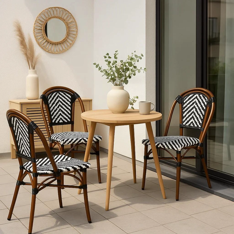 SILLA KLIK MUEBLES BISTRO PARISINA MULTICOLOR RATTAN BLANCA CON NEGRO - 3