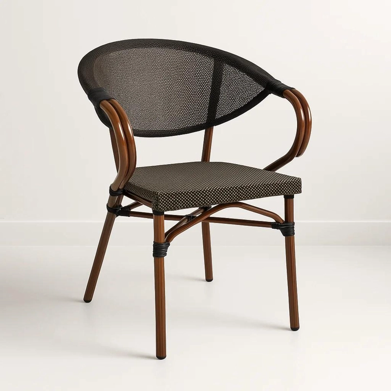 SILLA BISTRO PARISINA TEXTILENO CON REPOSABRAZOS - CAFE  OSCURO - 1