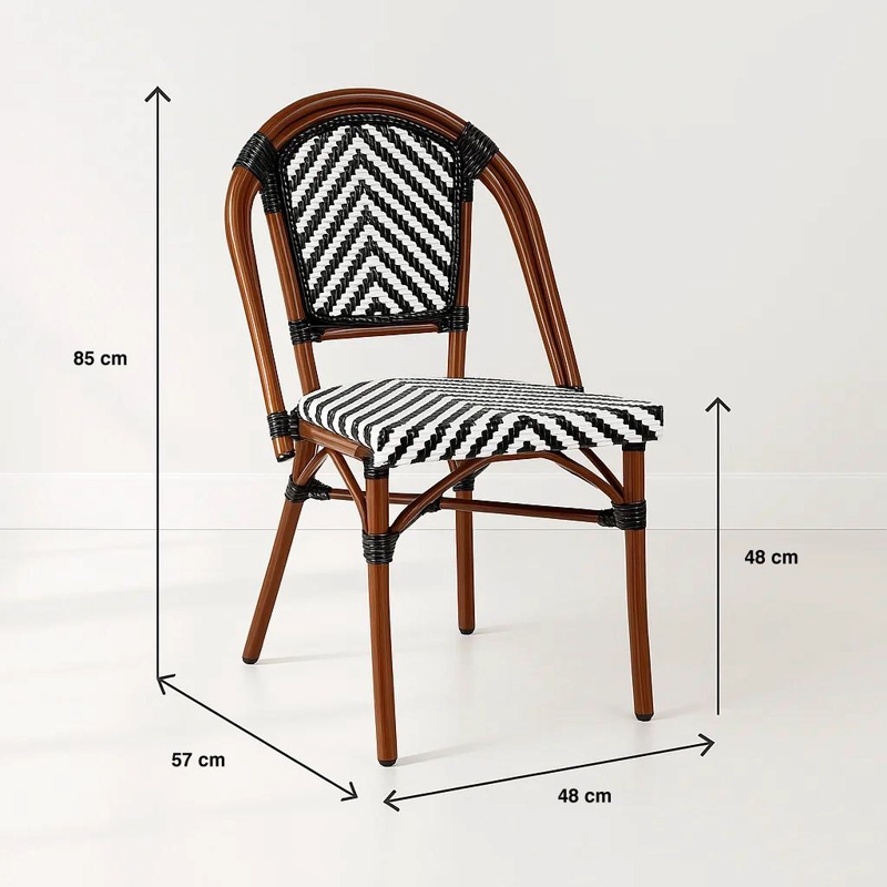 PACK DE 4 SILLAS BISTRO PARISINA RATTAN - EN COLOR BLANCO CON EN COLOR NEGRO - 4