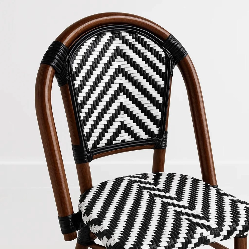 PACK DE 4 SILLAS BISTRO PARISINA RATTAN - EN COLOR BLANCO CON EN COLOR NEGRO - 6