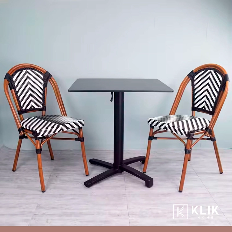 PACK DE 4 SILLAS BISTRO PARISINA RATTAN - EN COLOR BLANCO CON EN COLOR NEGRO - 8