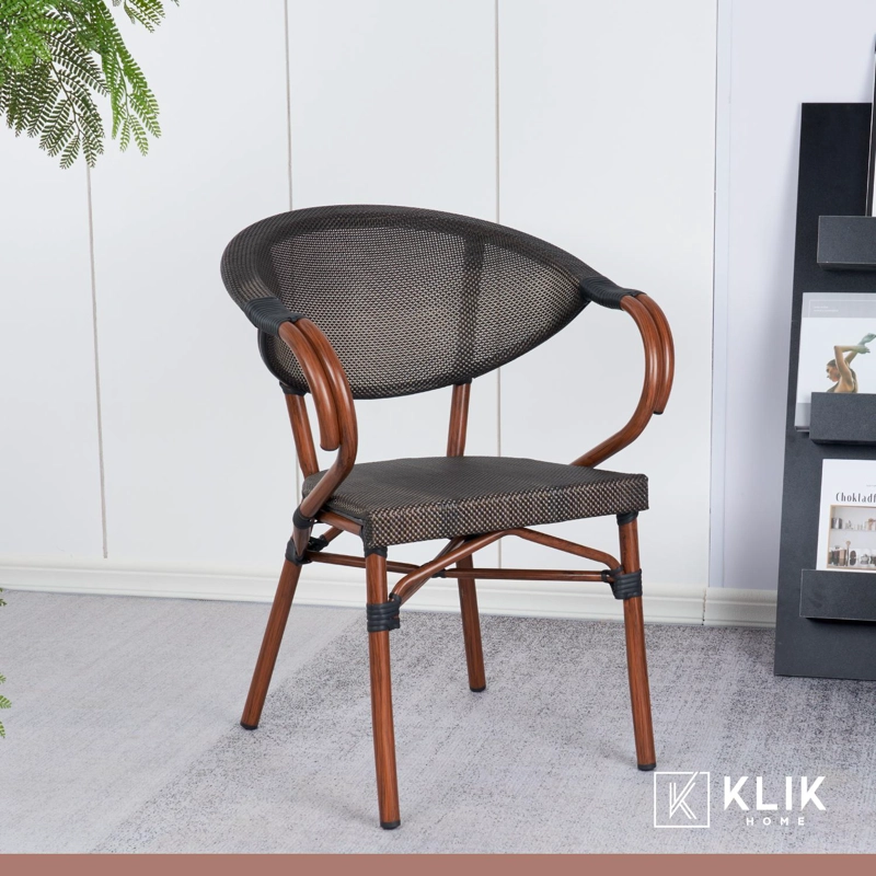 PACK DE 4 SILLAS BISTRO PARISINA  TEXTILENO CON REPOSABRAZOS - CAFE  OSCURO - 8