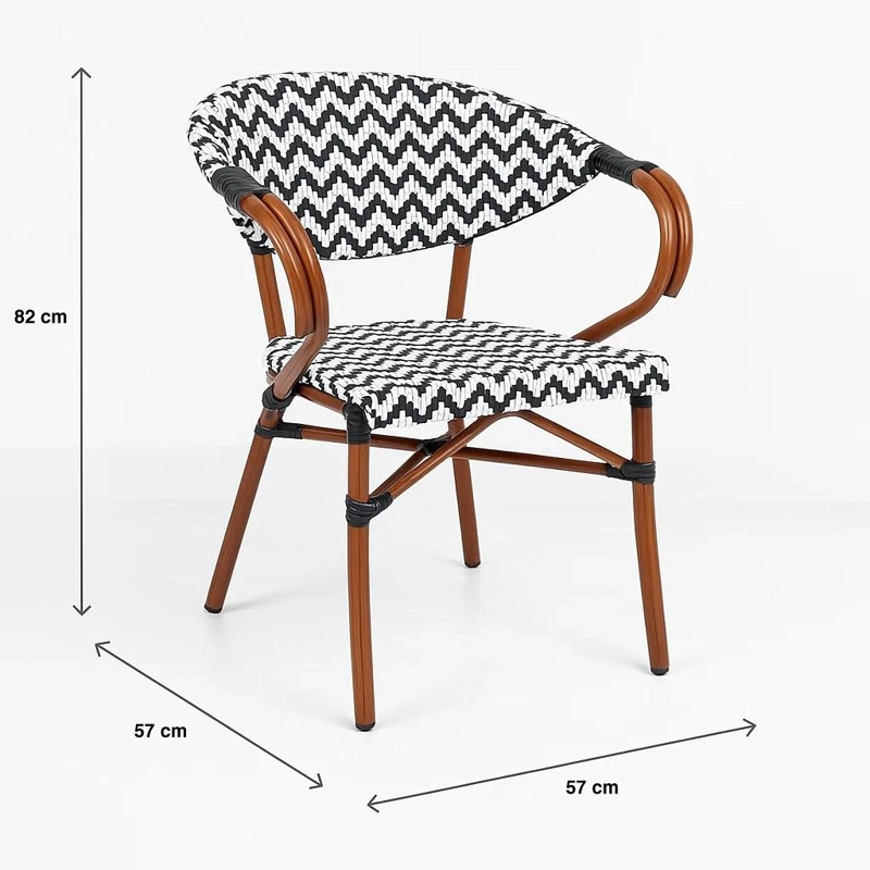 PACK KLIK MUEBLES BISTRO PARISINA MULTICOLOR 4 SILLAS RATTAN REPOSABRAZOS BLANCA NEGRO - 4