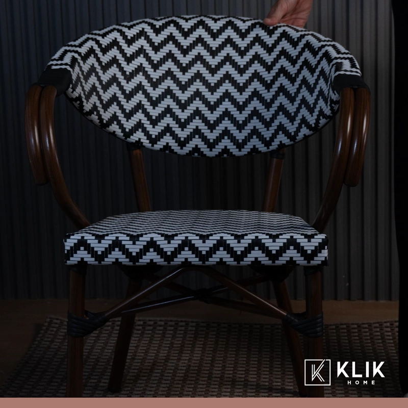 PACK KLIK MUEBLES BISTRO PARISINA MULTICOLOR 4 SILLAS RATTAN REPOSABRAZOS BLANCA NEGRO - 8