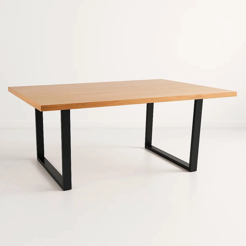 MESA DE COMEDOR ESTILO INDUSTRIAL 160X90 MADERA CLARA - 1