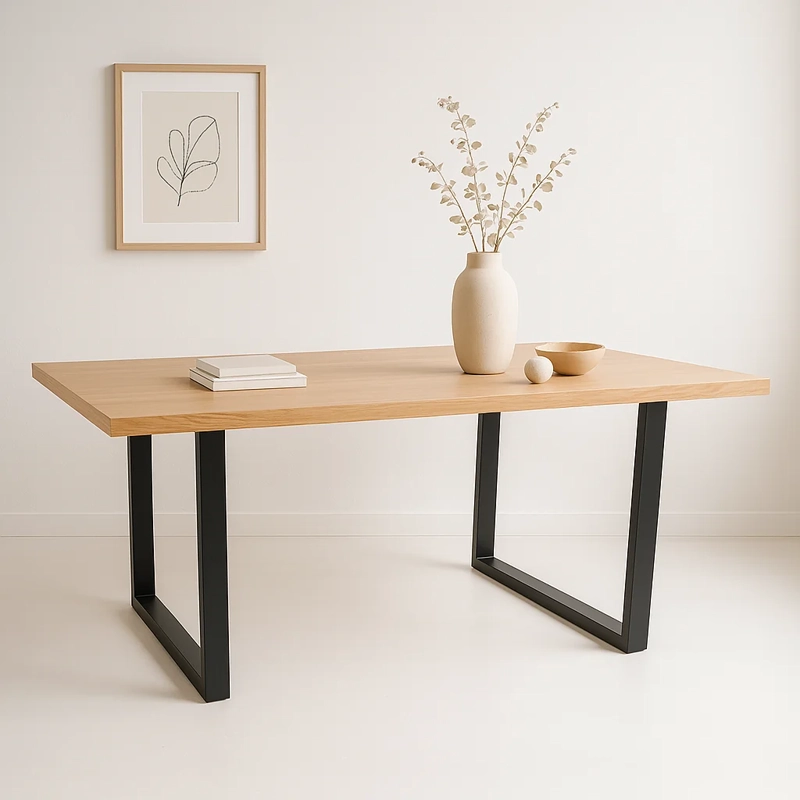 MESA DE COMEDOR ESTILO INDUSTRIAL 160X90 MADERA CLARA - 3