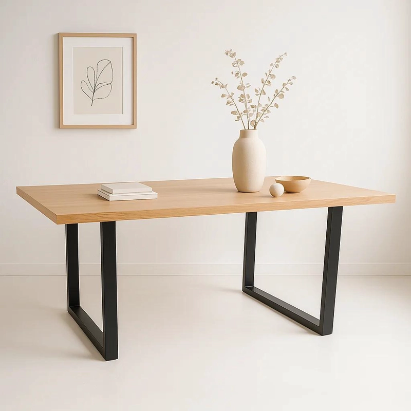 MESA DE COMEDOR ESTILO INDUSTRIAL 160X90 MADERA CLARA - 4