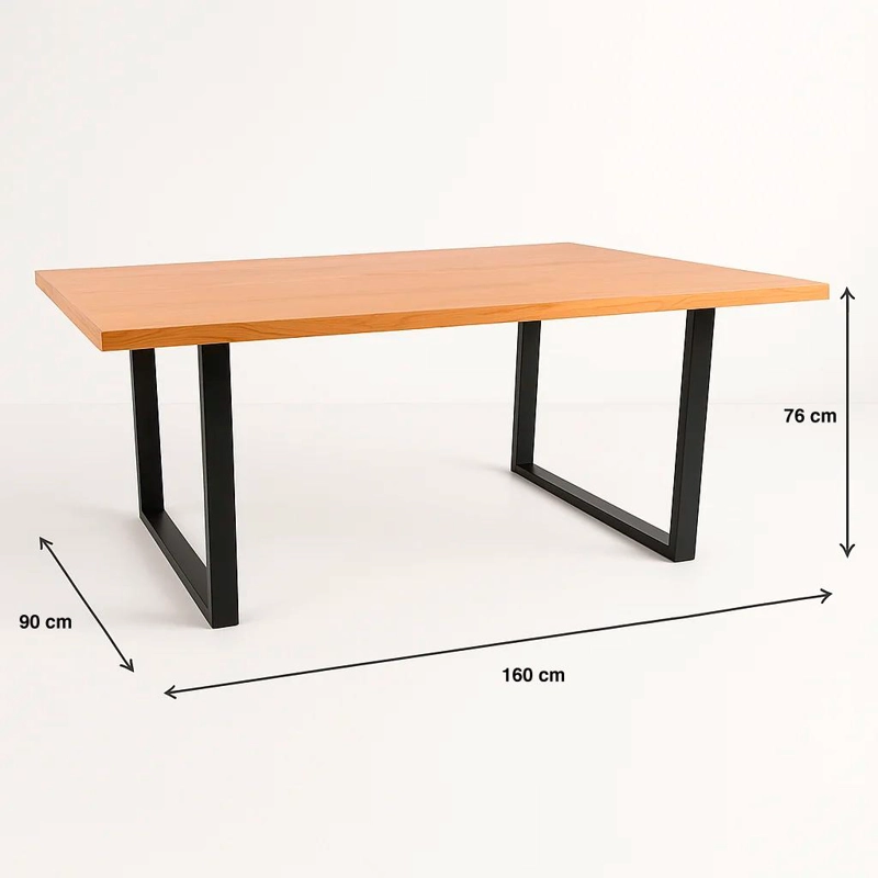 MESA DE COMEDOR ESTILO INDUSTRIAL 160X90 MADERA CLARA - 8