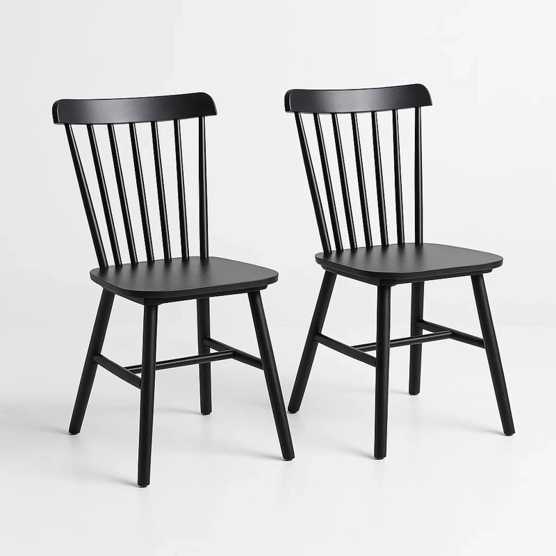 PACK DE 2 SILLAS WINDSOR MADERA - EN COLOR NEGRO - 1