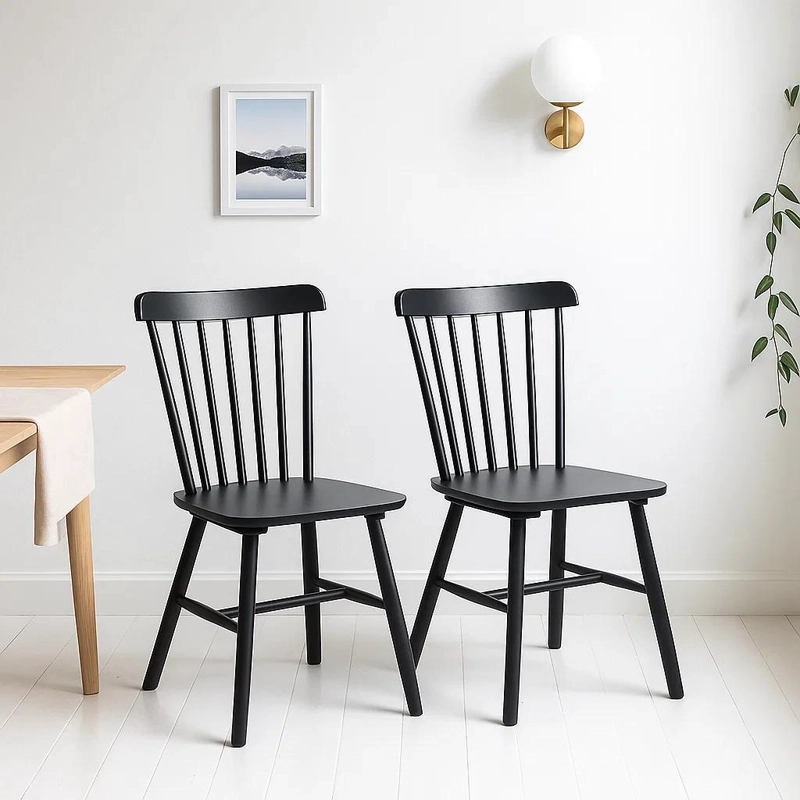 PACK DE 2 SILLAS WINDSOR MADERA - EN COLOR NEGRO - 2