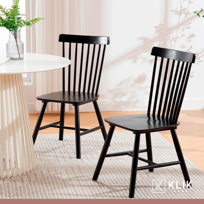 PACK DE 2 SILLAS WINDSOR MADERA - EN COLOR NEGRO - 8