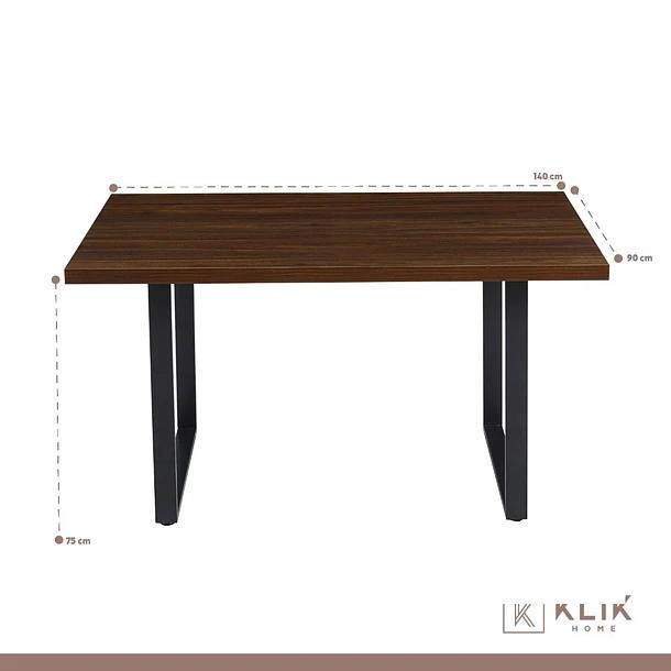 COMEDOR INDUSTRIAL 140X90 OSCURA + 6 SILLAS TOLIX NEGRAS CON ASIENTO DE MADERA OSCURA WALNUT - 5