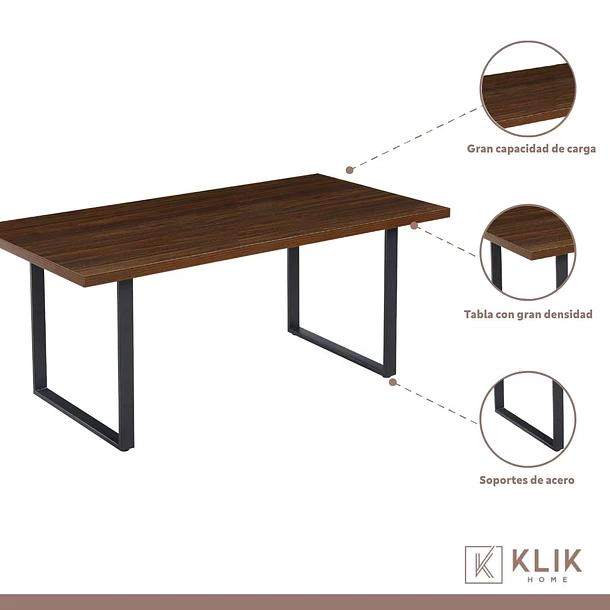 COMEDOR INDUSTRIAL 160X90 OSCURA + 6 SILLAS TOLIX NEGRAS CON ASIENTO DE MADERA OSCURA WALNUT - 3