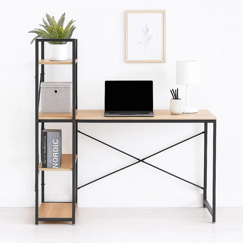 ESCRITORIO KLIK MUEBLES OSLO INDUSTRIAL HOME OFFICE CON REPISAS MADERA CLARA - 2