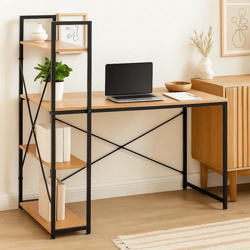 ESCRITORIO KLIK MUEBLES OSLO INDUSTRIAL HOME OFFICE CON REPISAS MADERA CLARA - 3