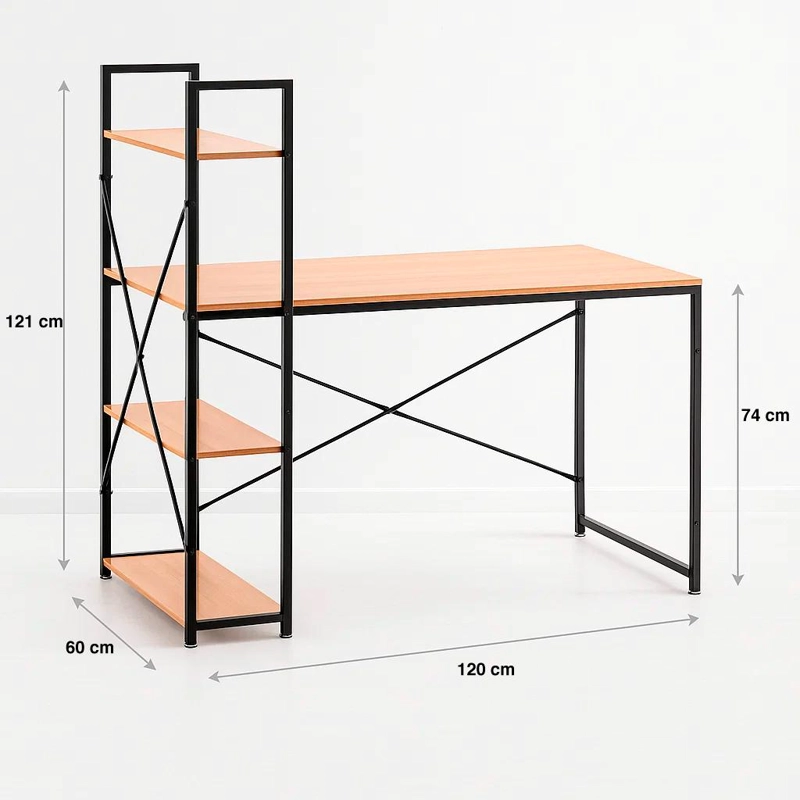 ESCRITORIO KLIK MUEBLES OSLO INDUSTRIAL HOME OFFICE CON REPISAS MADERA CLARA - 4