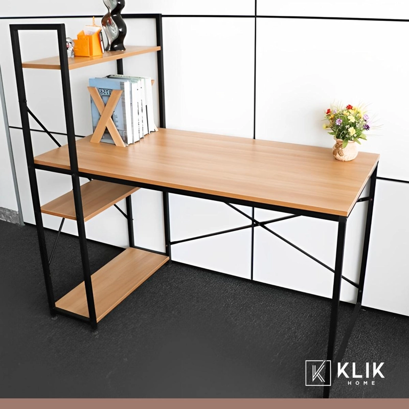 ESCRITORIO KLIK MUEBLES OSLO INDUSTRIAL HOME OFFICE CON REPISAS MADERA CLARA - 8