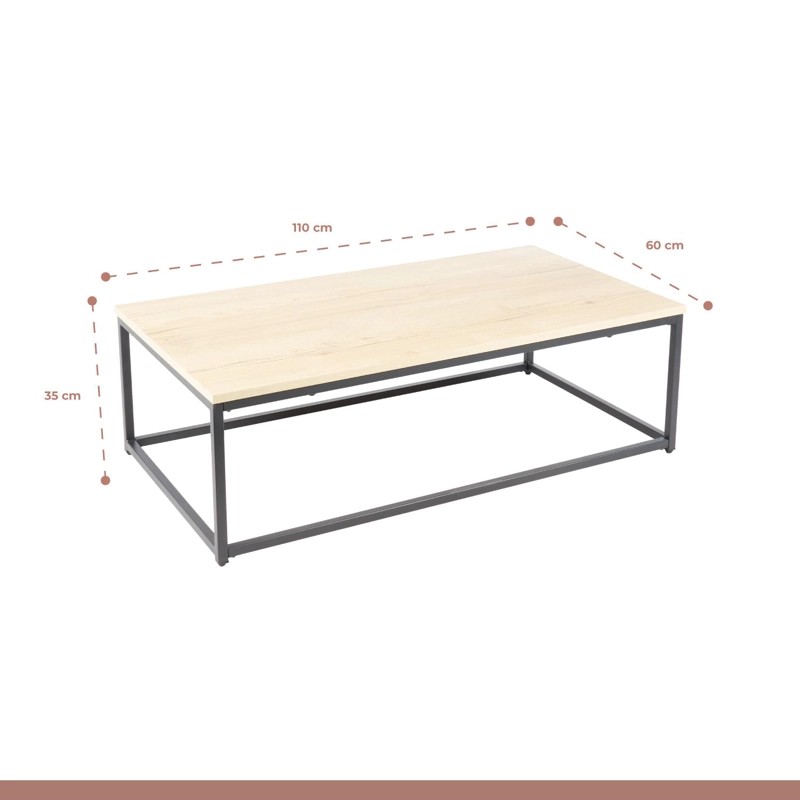 MESA CENTRO KLIK MUEBLES RECTANGULAR 110X60 MADERA CLARA METAL - 4