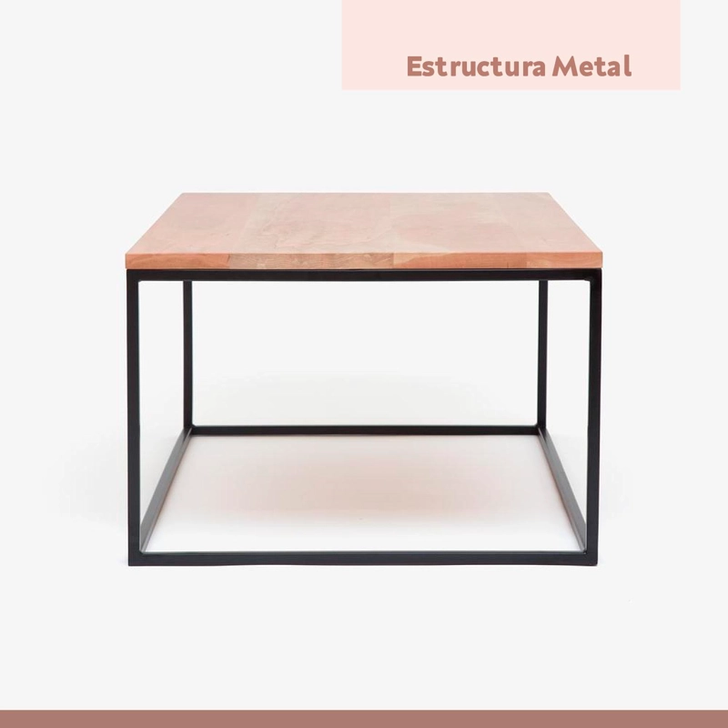 MESA CENTRO KLIK MUEBLES RECTANGULAR 110X60 MADERA CLARA METAL - 7