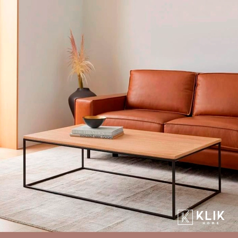 MESA CENTRO KLIK MUEBLES RECTANGULAR 110X60 MADERA CLARA METAL - 8
