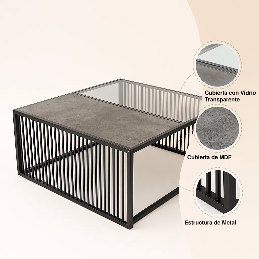MESA DE CENTRO BOHEMIA 80X80 - 5
