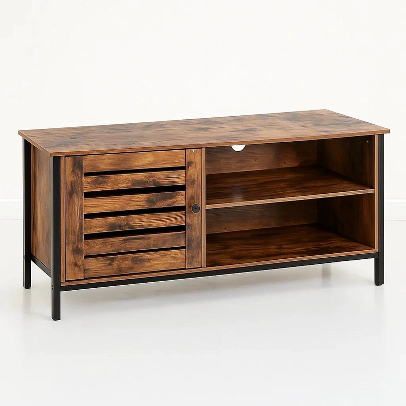 RACK TV KLIK MUEBLES RUSTIK METAL CAFE MADERA OSCURA WALNUT - 1
