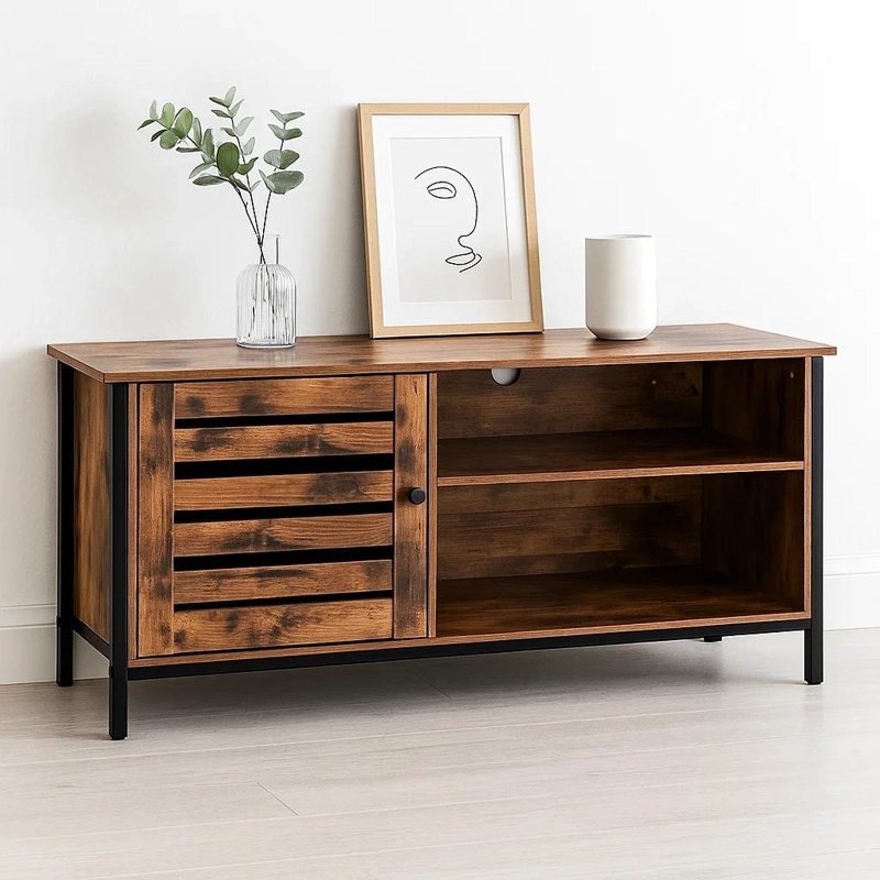 RACK TV KLIK MUEBLES RUSTIK METAL CAFE MADERA OSCURA WALNUT - 2