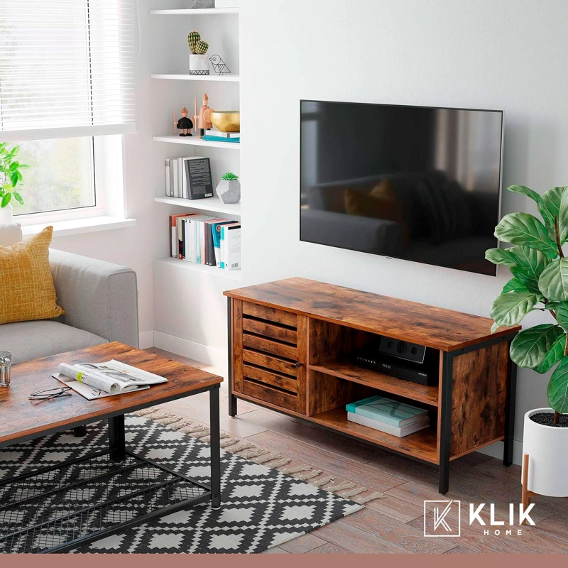 RACK TV KLIK MUEBLES RUSTIK METAL CAFE MADERA OSCURA WALNUT - 8