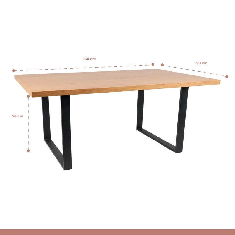 COMEDOR ESTILO INDUSTRIAL 160X90 MADERA CLARA + 6 SILLAS TOLIX NEGRAS CON ASIENTO DE MADERA CLARA - 5