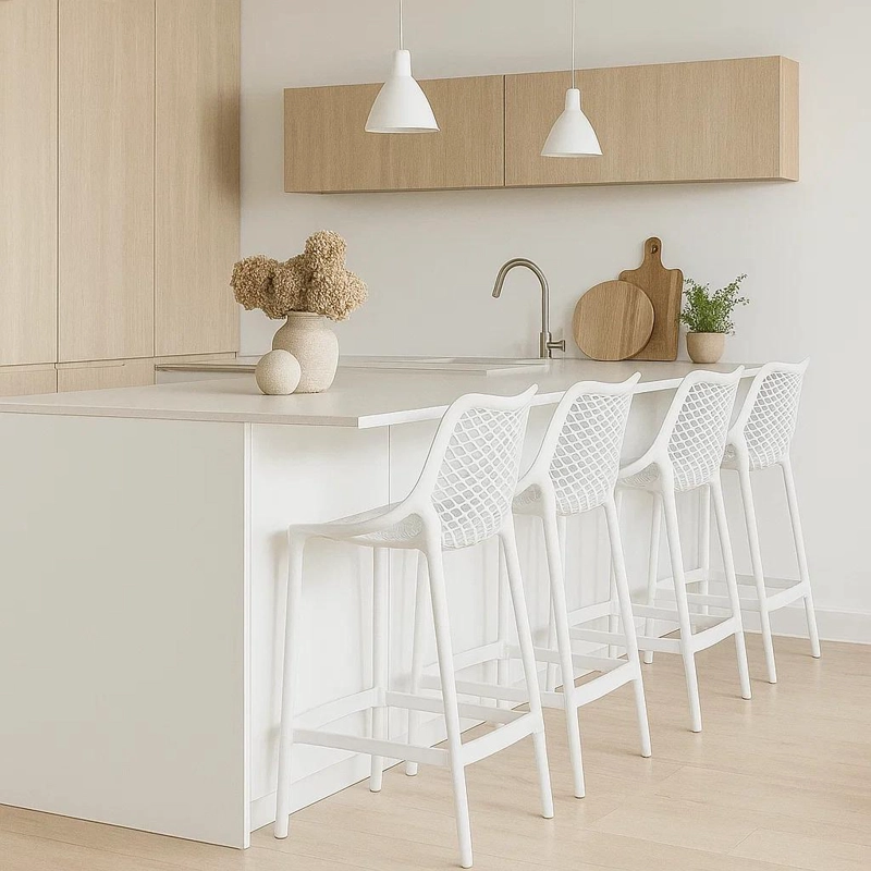 PACK KLIK MUEBLES BLANCO 4 TABURETES PISO BAR TERRAZA EXTERIOR AIR BERLÍN - 2