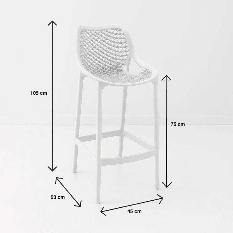 PACK KLIK MUEBLES BLANCO 4 TABURETES PISO BAR TERRAZA EXTERIOR AIR BERLÍN - 4