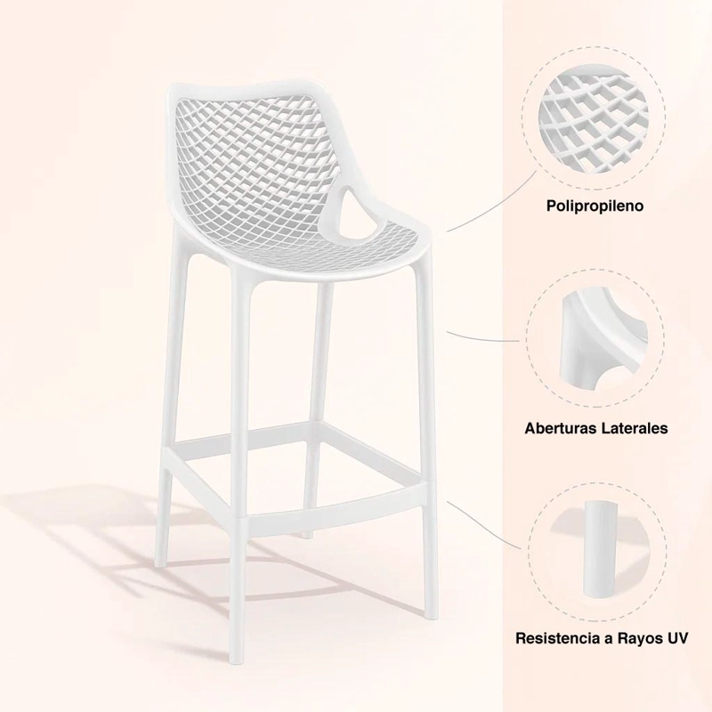 PACK KLIK MUEBLES BLANCO 4 TABURETES PISO BAR TERRAZA EXTERIOR AIR BERLÍN - 5