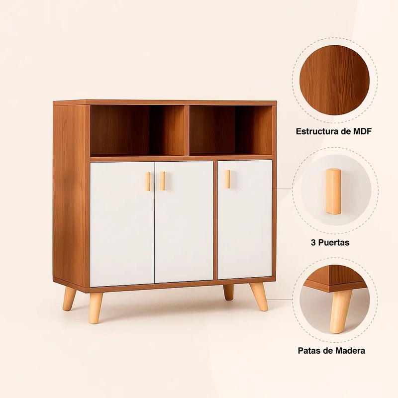 CÓMODA KLIK MUEBLES MDF CAFÉ ZAPATERO MADERA - 5