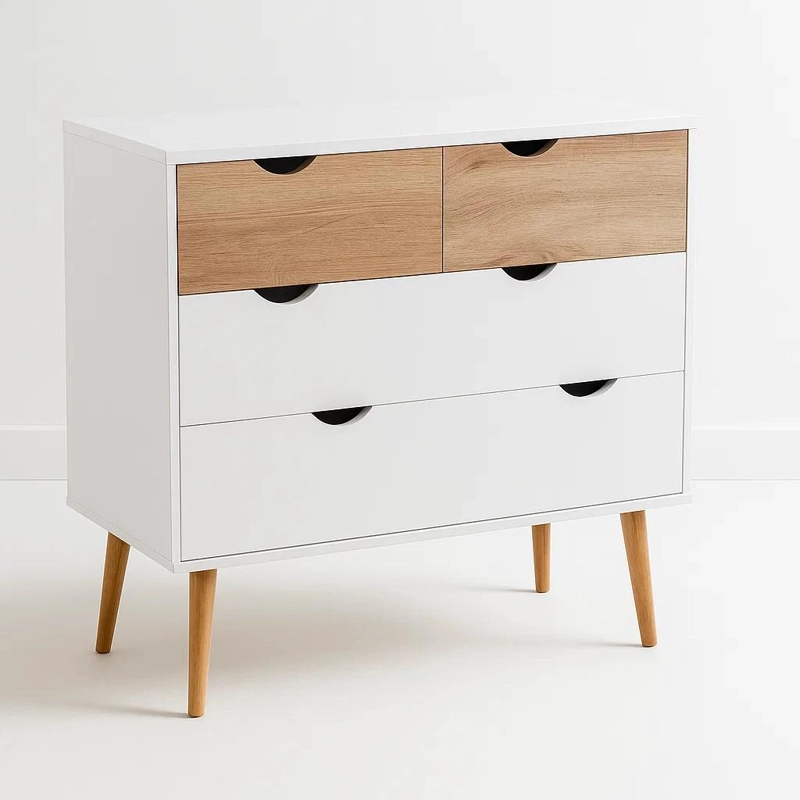 COMODA 4 CAJONES EN COLOR BLANCO MADERA MDF