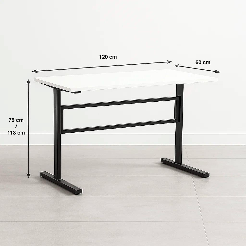 ESCRITORIO KLIK MUEBLES STANDING DESK TRABAJO CON ALTURA REGULABLE BLANCO ACERO - 4