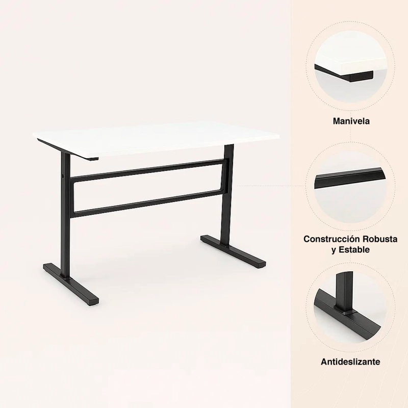 ESCRITORIO KLIK MUEBLES STANDING DESK TRABAJO CON ALTURA REGULABLE BLANCO ACERO - 5