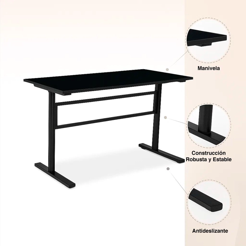 ESCRITORIO KLIK MUEBLES STANDING DESK TRABAJO CON ALTURA REGULABLE NEGRO ACERO - 5