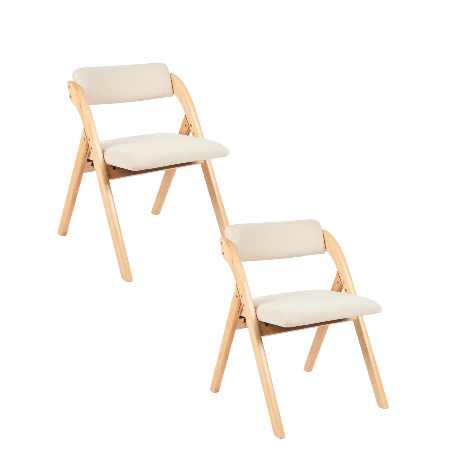 PACK DE 2 SILLAS BETLAHEM DE MADERA PLEGABLE ACOLCHADA - BEIGE - 1