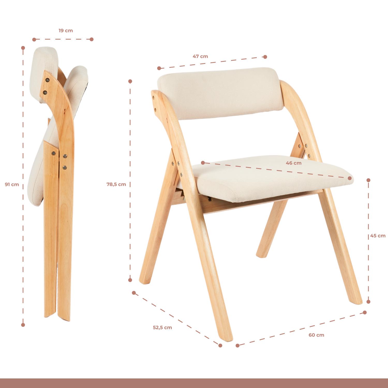 PACK DE 2 SILLAS BETLAHEM DE MADERA PLEGABLE ACOLCHADA - BEIGE - 4