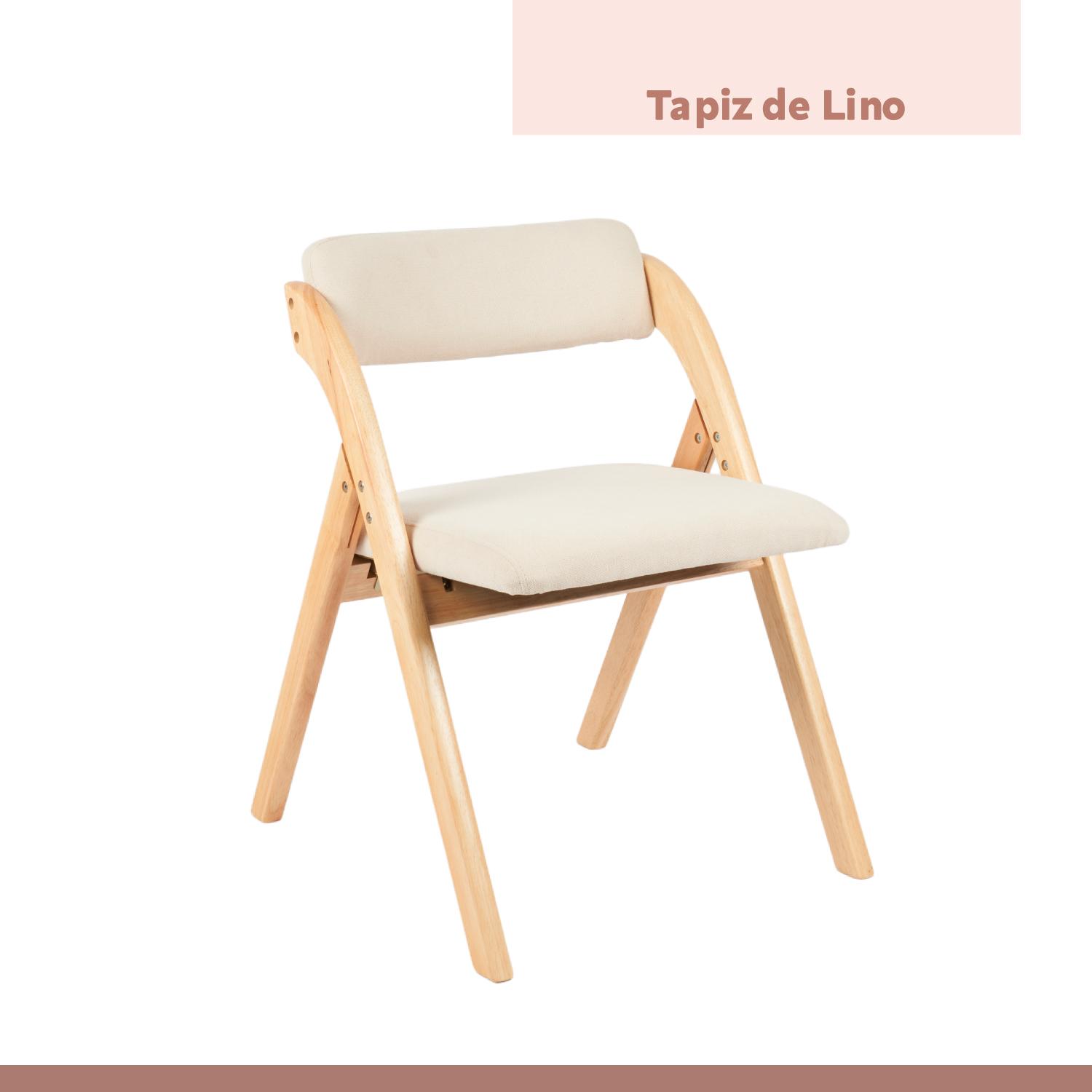 PACK DE 2 SILLAS BETLAHEM DE MADERA PLEGABLE ACOLCHADA - BEIGE - 5