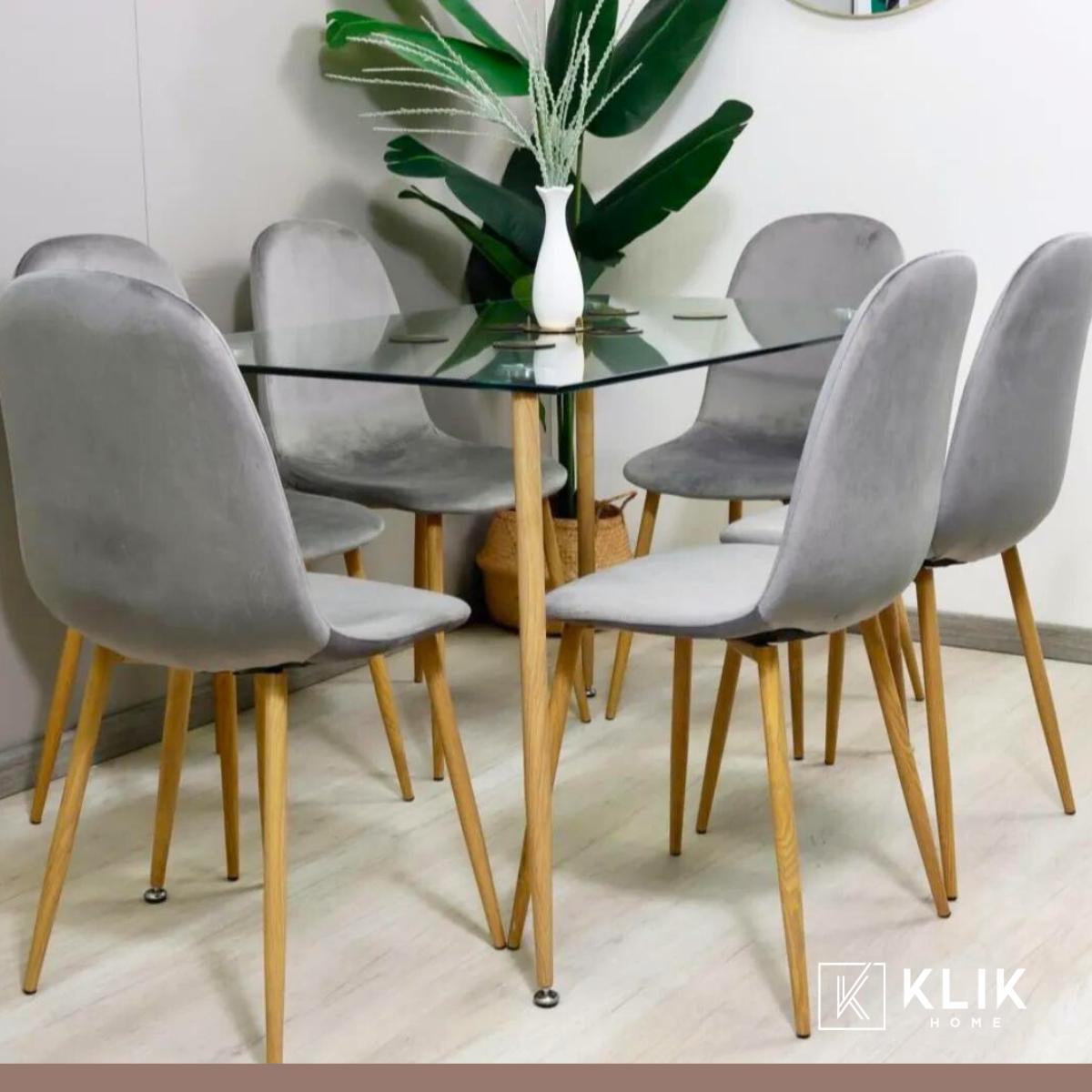COMEDOR MESA DE VIDRIO 120X80 + 6 SILLAS SPOON TERCIOPELO GR - 2