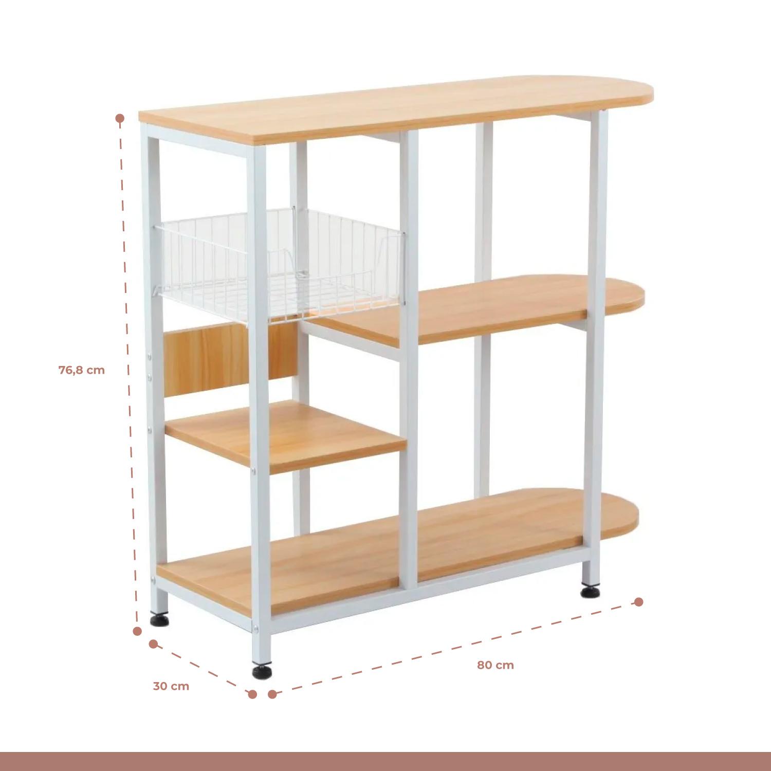 MESA LATERAL KLIK MUEBLES COCINA ORGANIZACIÓN 3 NIVELES MADERA CLARA BLANCO - 4