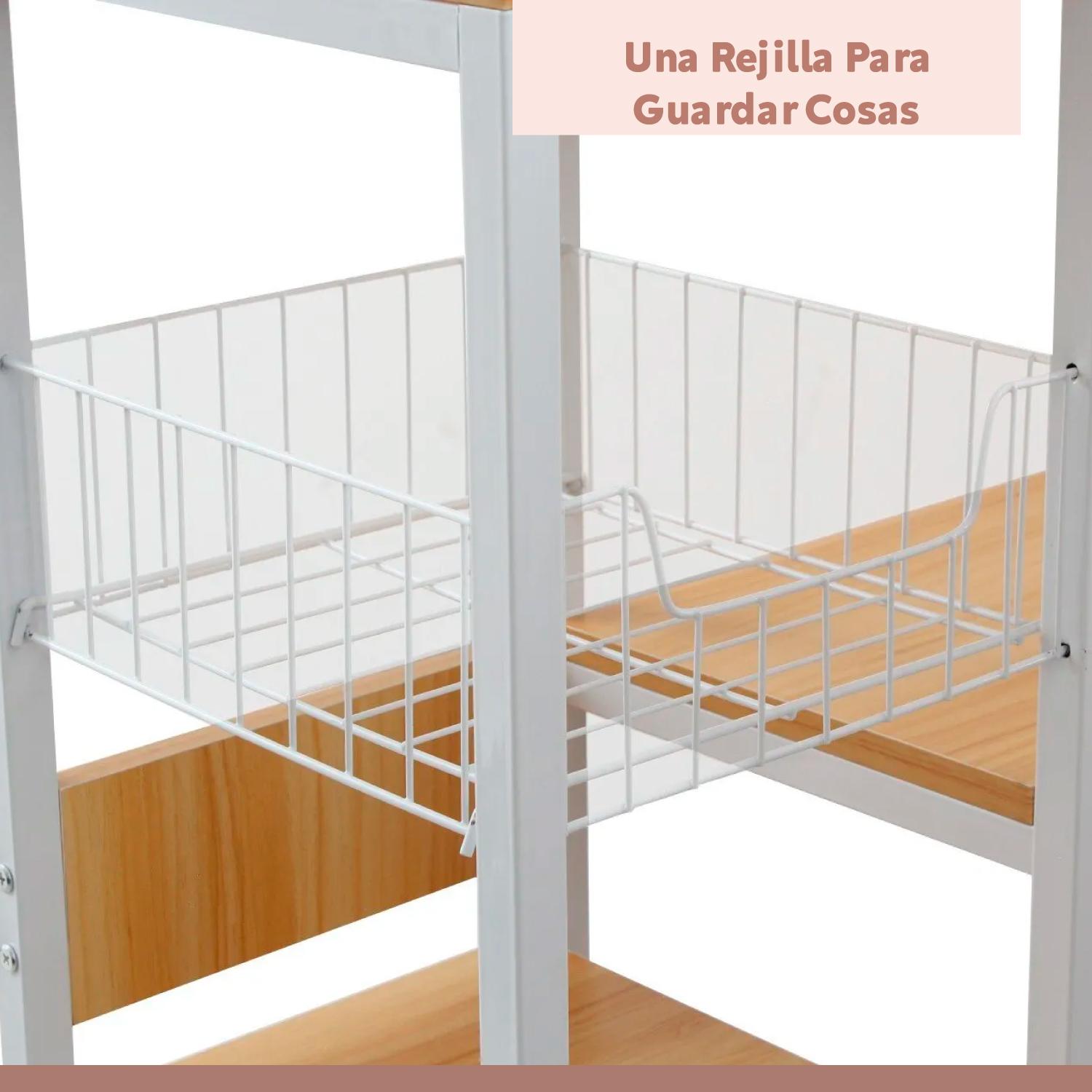 MESA LATERAL KLIK MUEBLES COCINA ORGANIZACIÓN 3 NIVELES MADERA CLARA BLANCO - 5