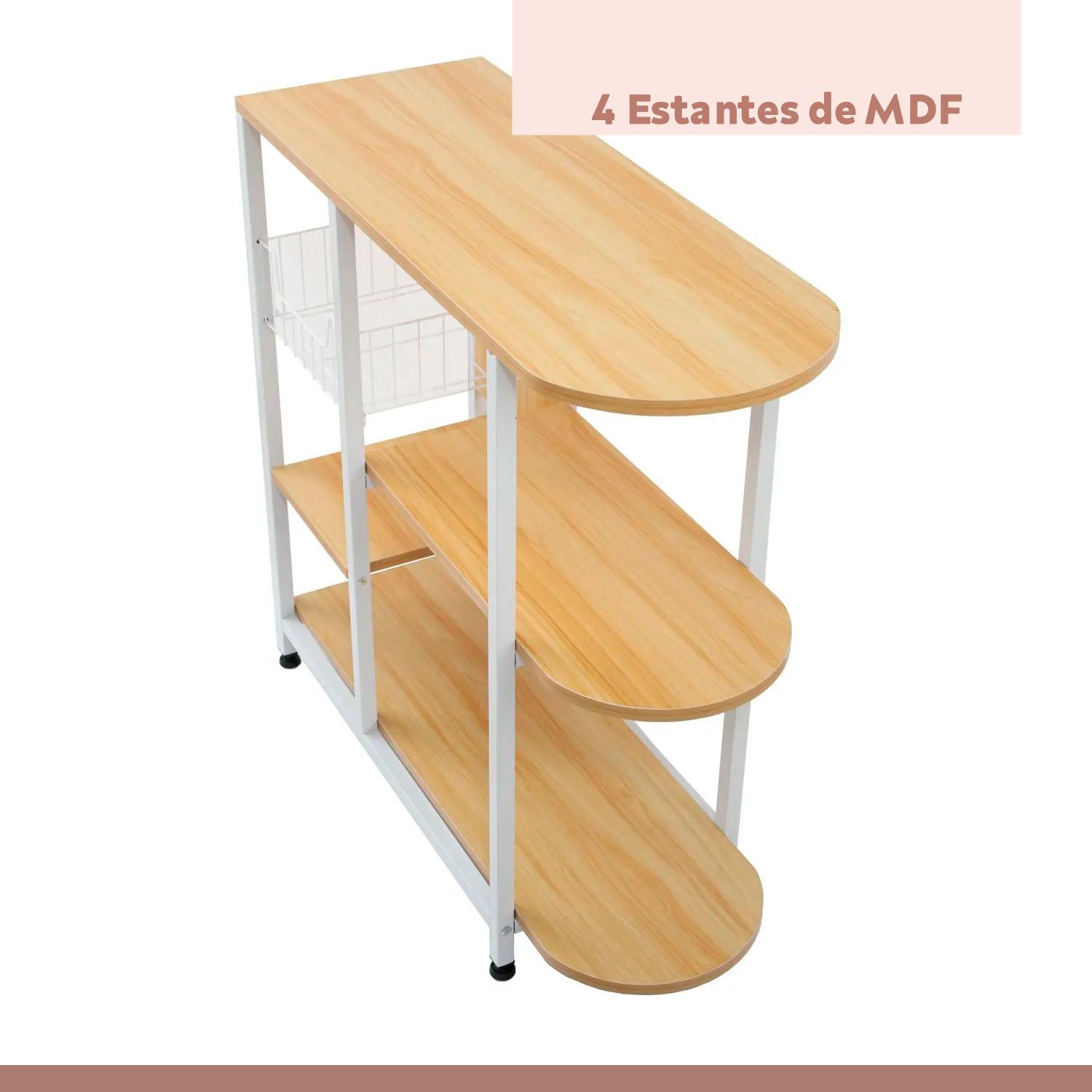 MESA LATERAL KLIK MUEBLES COCINA ORGANIZACIÓN 3 NIVELES MADERA CLARA BLANCO - 6